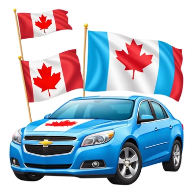 blue chevy malibu with canadian flag and bachelorette party sign  sticker