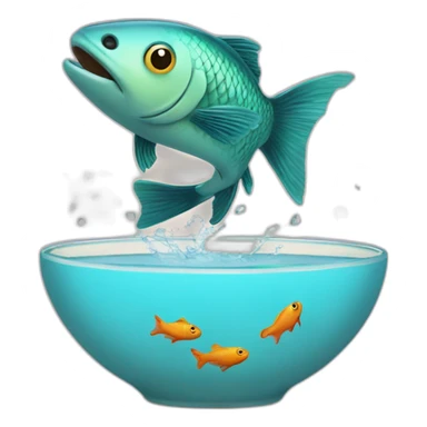 jumping fish out of bowl sticker