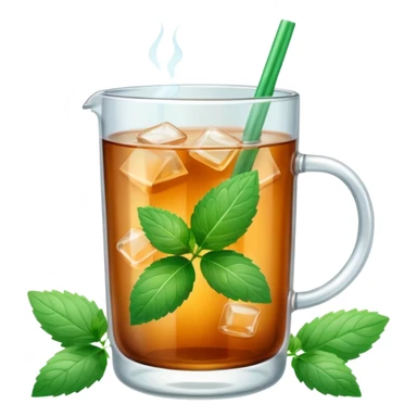 ice mint tea without lemon in glass sticker
