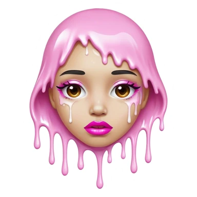 Large white paint dripping off Floating pink glossy lips sticker