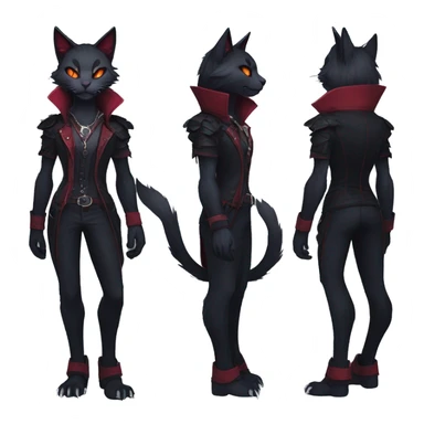 cool edgy anthro fantasy dark-shadow-themed animal vampiric cat hybrid Fakemon  with a collar full body sticker