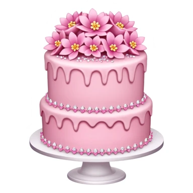 Three layer pink cake adorned with overflowing pink flowers and crystals  sticker