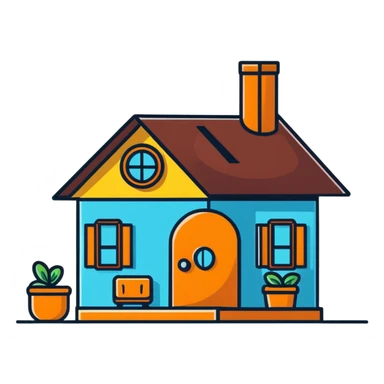 penny coin cut open revealing a cute little character living inside, penny interior decorated like a tiny house with furniture sticker