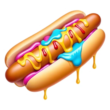 Melting neon ice cream hot dog  sticker