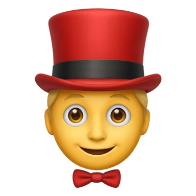 make a yellow face emoji with a red top hat sticker