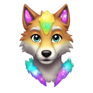 Colorful Sparkle-wolf-fursona full body sticker