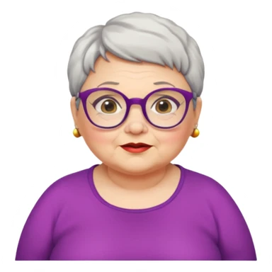 chubby old woman with colorful clothes, short pixie hair and glasses sticker