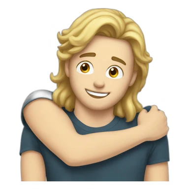 Hug white man brown hair white girl blond hair sticker