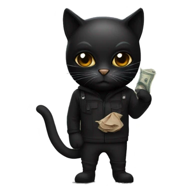 black cat with robber mask sticker