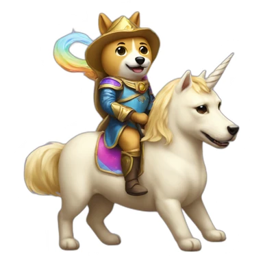 Doge riding a unicorn sticker
