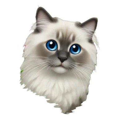 Blue colorpoint ragdoll kiten climbing a Christmas tree sticker