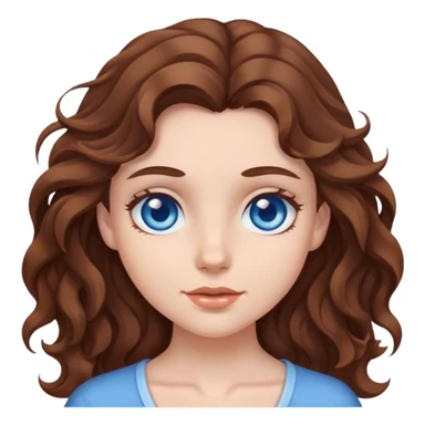 Girl with blue eyes and brown wavy hair sticker
