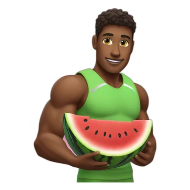 enotic athlete with a watermelon sticker