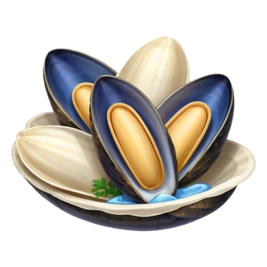 simple cartoon emoji of 3 open mussels sticker