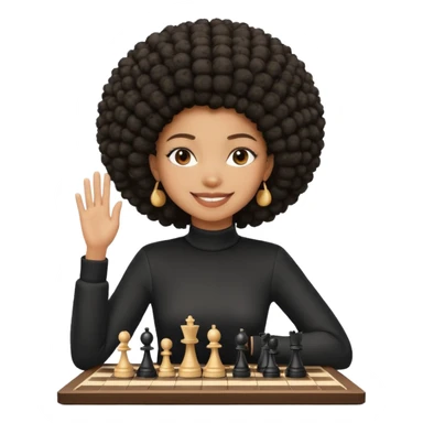black girl with afro playing chess sticker