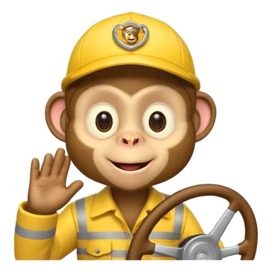 adorable driver monkey with yellow driver hat sticker