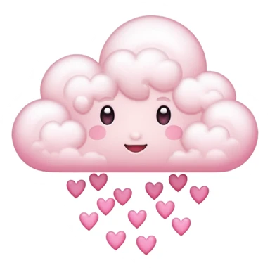 Plain white cloud with pale pink aura surrounding with hearts coming out the bottom sticker