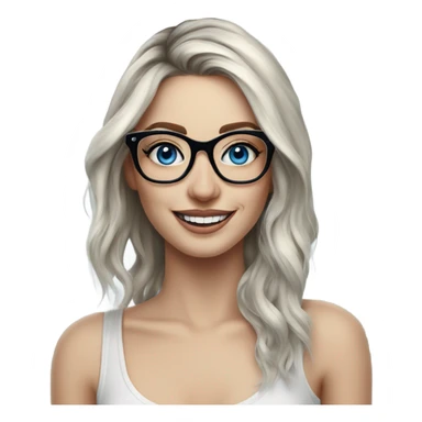 Hyper Realistic Balayage pale beautiful tattooed woman with glasses and blue eyes happy  sticker