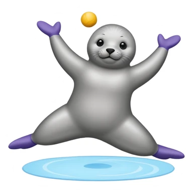A seal performing gymnastics and juggling on ice sticker
