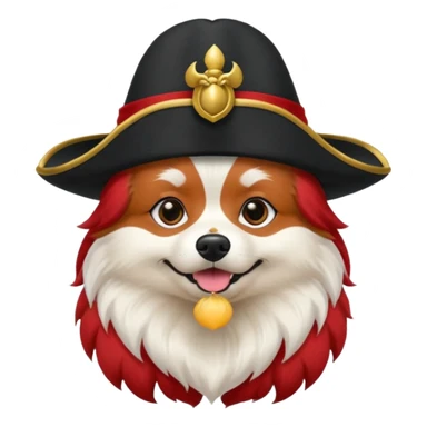 Red fur Spitz dog with black tricorne hat sticker