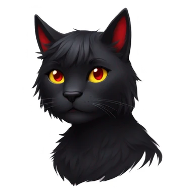 Anthro Edgy Cool Beautiful Black Cat-Fursona with Emo Hair-bangs with Red Streaks sticker