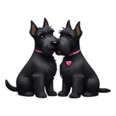 Two black Scottish terrier kissing sticker