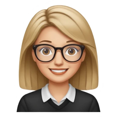 White woman,dark blonde hightlights, glasses,  sticker
