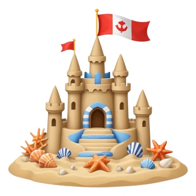 Decorated sand castle – seashells  sticker