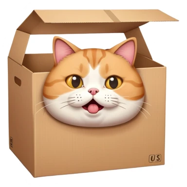 Adorable fat cat stuck in a small box with surprised expression sticker