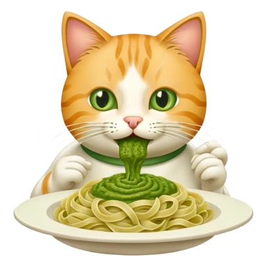 Pesto pasta being eaten by a cat sticker