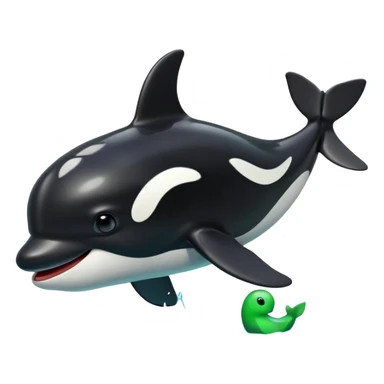 3d Cartoon orca with a green tick next to it sticker