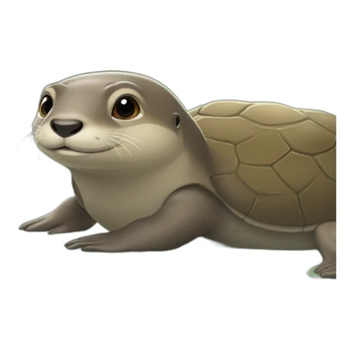 una loutre sur une tortue sticker