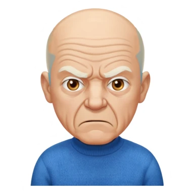 Old man, angry, blue sweater, bald
 sticker