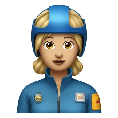 Honey blonde woman in blue helmet and blue flight jumpsuit  sticker