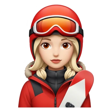 Female snowboarder in red sticker