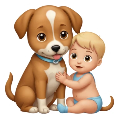 Dog with a baby human sticker
