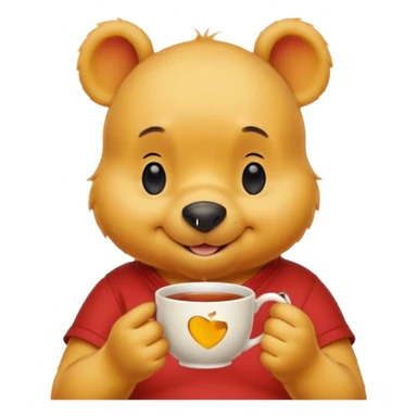 Winnie the Pooh drinking tea sticker