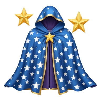 a fantasy  magic, white color with star pattern cloak sticker