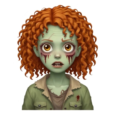 Ginger curly hair zombie girl with Brown eyes  sticker