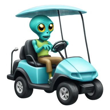 Alien driving a golf cart sticker