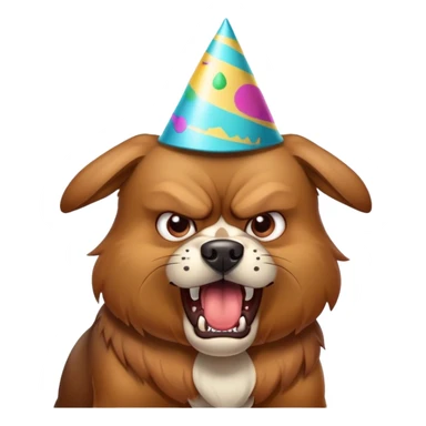 Angry dog with party hat sticker