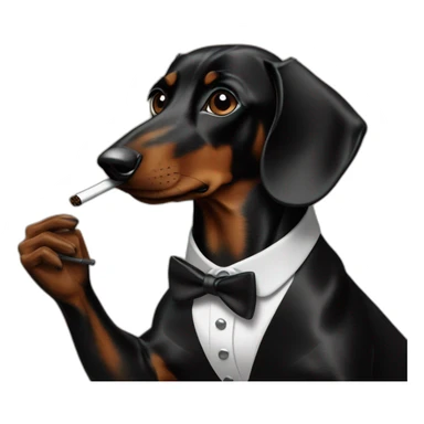 black dachshund smoking a pipe sticker