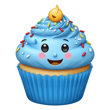 Blue cupcake with a happy face with sprinkles  sticker