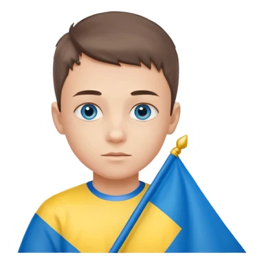 The Ukrainian boy with flag sticker