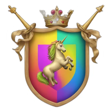 Coat-of-arms-held-by-rainbow-unicorns sticker