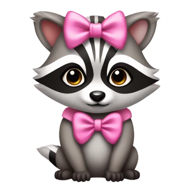 cute raccoon wearing a pink bow, sparkles in eyes sticker