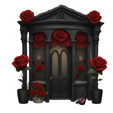 Gothic boutique full of red and black roses sticker