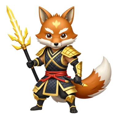 A fox samurai Warrior with lightning powers sticker