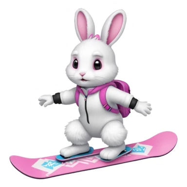 A bunny on a snowboard sticker