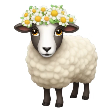 sheep with flowers on her head  sticker